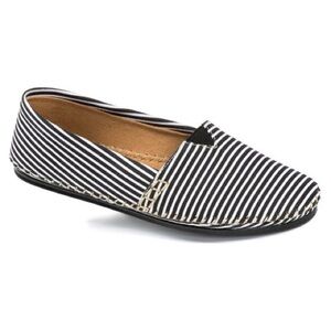 Adam Tucker Navy Blue & White Striped Espadrille Flats/Boat Shoes, Size …